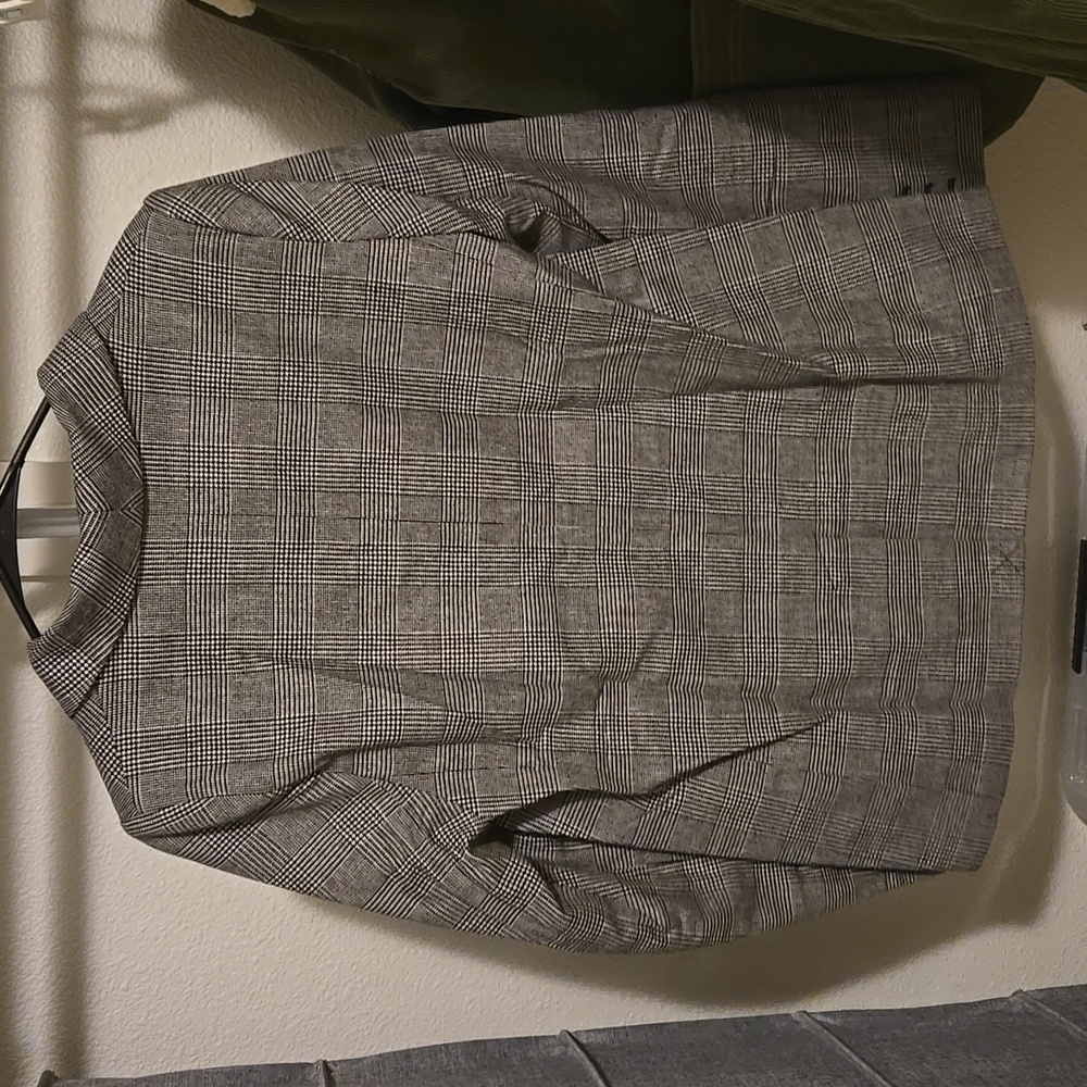 Sezane Tina Wool Gray London Check Print Jacket - Picture 11 of 14